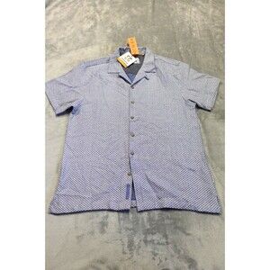 Sovereign Code Men's Size Large Blue Geometric Short Sleeve Button Up Shirt NWT